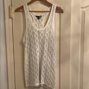 Banana Republic White Crochet Tank Top/Swim Cover Up-sz m